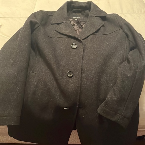 Claiborne Other - Claiborne Wool Blend Charcoal Black Men's Pea Coat Size Small